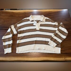 Blu Pepper Cream and Brown Striped Sweater